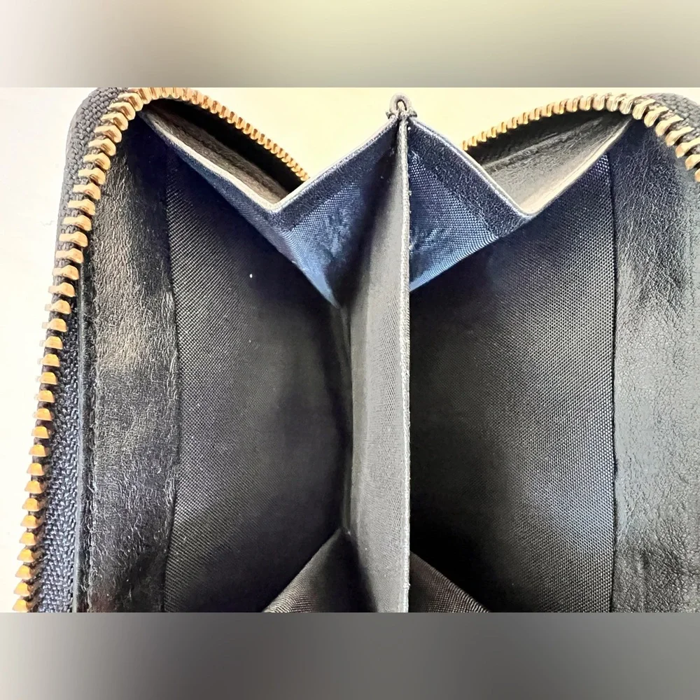 vintage HOBO Black Leather Double Zipper Card Wallet Unisex - Picture 7 of 9
